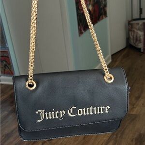 Juicy Couture Black Shoulder Bag with Gold Chain & Logo